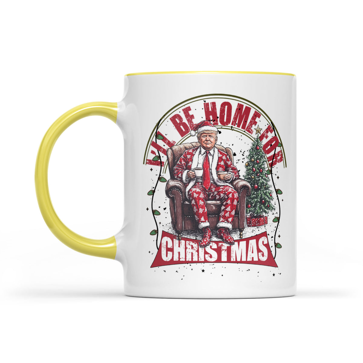 Trump I'll Be Home for Christmas Mug, Humorous Trump Christmas Mug, Christmas Republican White Mug Accent Mug T1661 - GOP