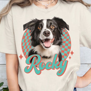 Custom Vintage Pet Shirt, Live Preview Dog Photo and Name Shirt, Personalized Photo Dog Cat Shirt T1670