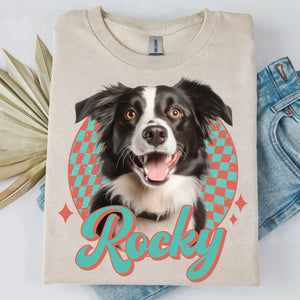 Custom Vintage Pet Shirt, Live Preview Dog Photo and Name Shirt, Personalized Photo Dog Cat Shirt T1670