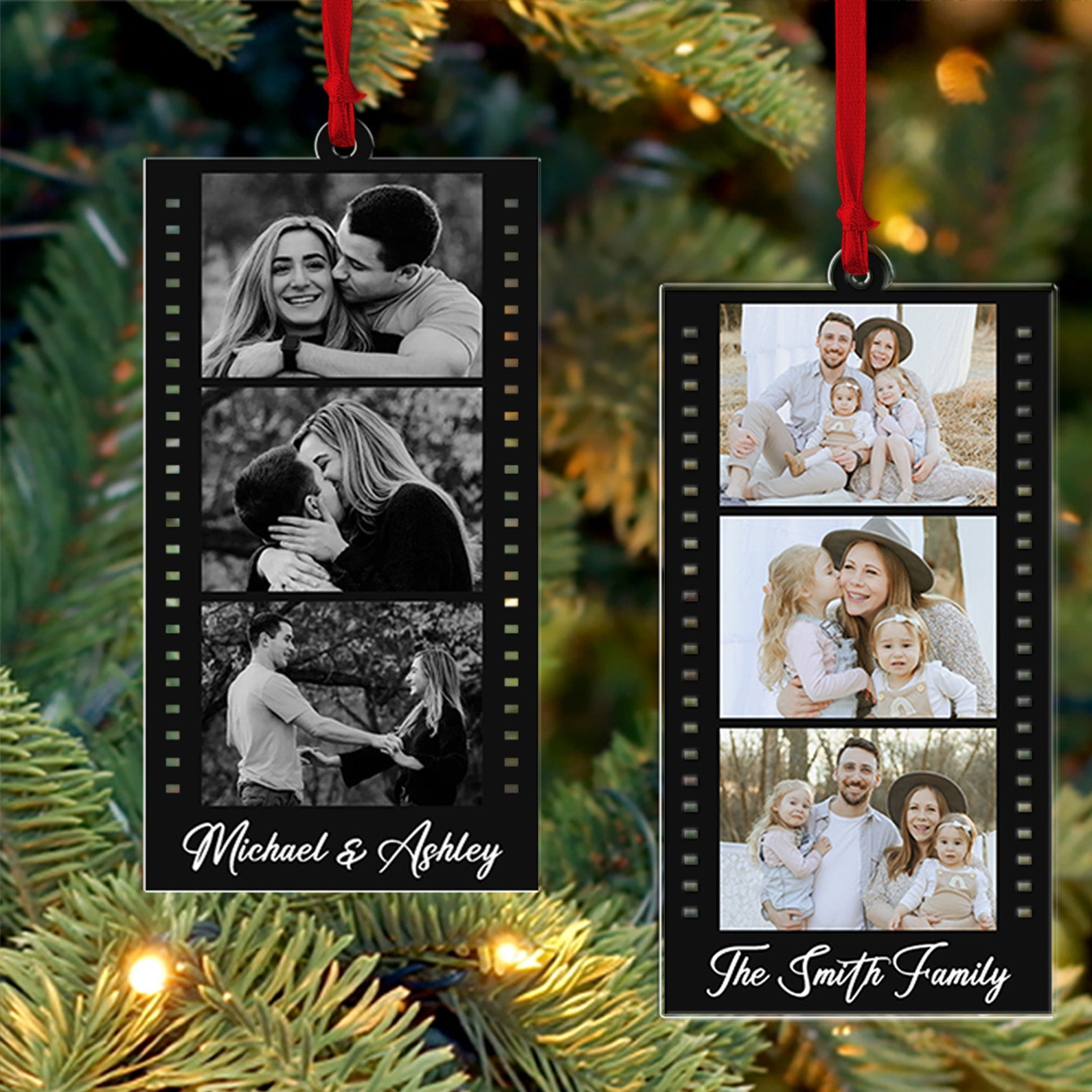 Custom Photo Strip Ornament, Christmas Acrylic Ornament 2024, Personalized Ornament with Photos, Family Ornament, Couple Ornament, Bestie Gift C1675