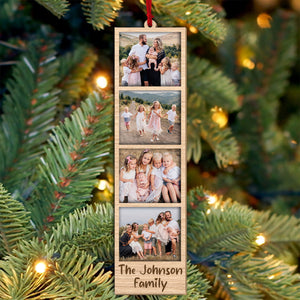 Custom Photo Strip Wood Ornament, Personalized Christmas 2 Layered Wooden Ornament, Family Ornament, Couple Ornament C1676