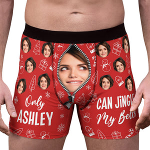 Custom Face Photo Jingle My Bells Christmas Boxer Briefs, Personalized Christmas Gift For Boyfriend, Husband, Anniversary C1677