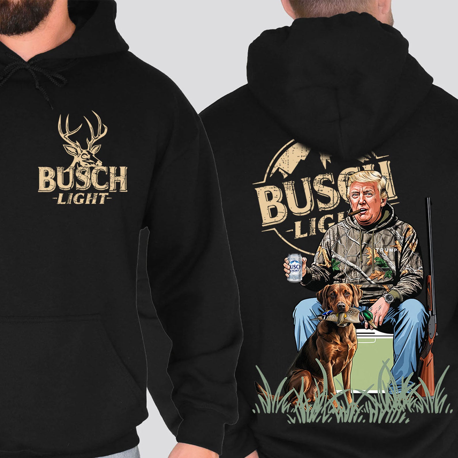 Hunting Trump Shirt | Busch Light Trump Hunting Shirt | Trump 2024 Shirt | Trump Supporter Front & Back Shirt Dark C1678 - GOP