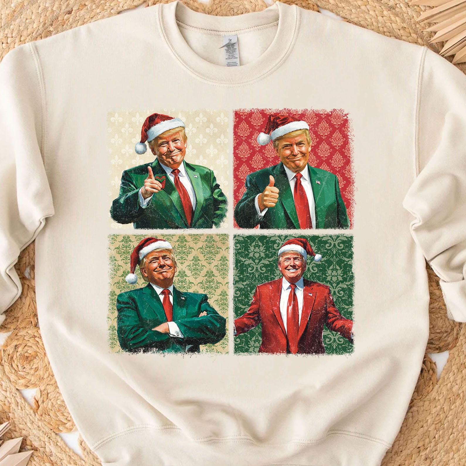 Boho Christmas Trump Sweatshirt, My President Merry Vibes Sweatshirt, Trump Supporters 2024 Ugly Sweatshirt T1680 - GOP