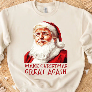 Make Christmas Great Again Sweatshirt, Funny Santa Claus Trump Sweatshirt, Trump Supporters 2024 Ugly Sweatshirt T1681 - GOP