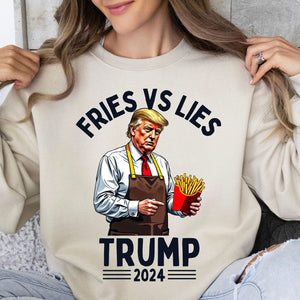 Trump Fries vs Lies Sweatshirt, Trump Presidential Trump McDonald Sweatshirt, Trump Supporters 2024 Ugly Sweatshirt T1683 - GOP