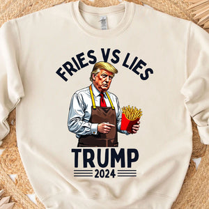 Trump Fries vs Lies Sweatshirt, Trump Presidential Trump McDonald Sweatshirt, Trump Supporters 2024 Ugly Sweatshirt T1683 - GOP