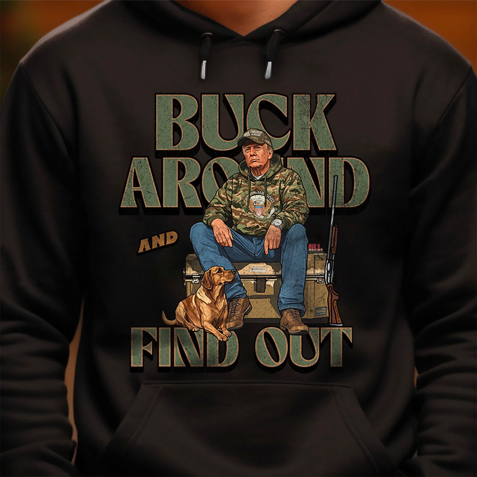 Trump Camo Hunting Shirt, Buck Around and Find Out Republican Outdoorsy Fishing Shirt Dark 681704 - GOP