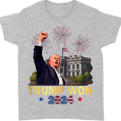 Trump Won, Trump Victory Shirt, Donald Trump US President 47th Shirt Dark T1708 - GOP