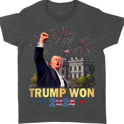 Trump Won, Trump Victory Shirt, Donald Trump US President 47th Shirt Dark T1708 - GOP