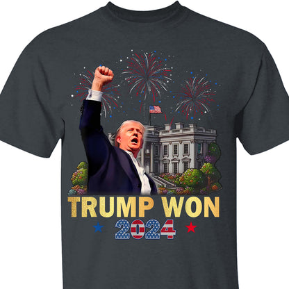 Trump Won, Trump Victory Shirt, Donald Trump US President 47th Shirt Dark T1708 - GOP