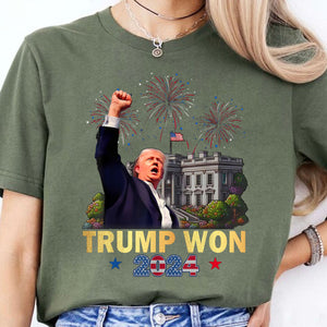 Trump Won, Trump Victory Shirt, Donald Trump US President 47th Shirt Dark T1708 - GOP