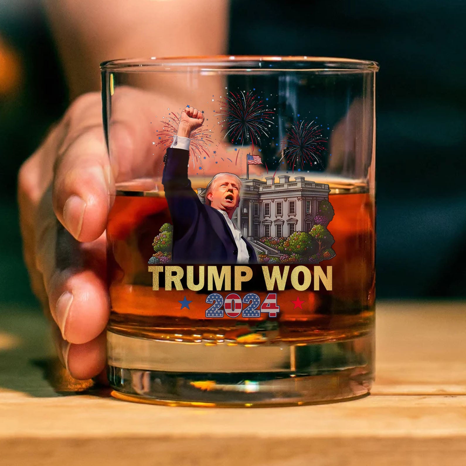 Trump Won 2024 | US Election Whisky Glass | Trump 47th President Print Whisky Glasses T1708 - GOP