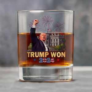 Trump Won 2024 | US Election Whisky Glass | Trump 47th President Print Whisky Glasses T1708 - GOP