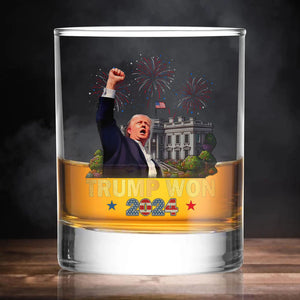 Trump Won 2024 | US Election Whisky Glass | Trump 47th President Print Whisky Glasses T1708 - GOP