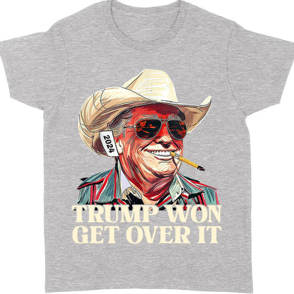 Trump Won Get Over It Shirt, Trump 2024 Shirt, Trump 47th President Shirt Dark T1709 - GOP