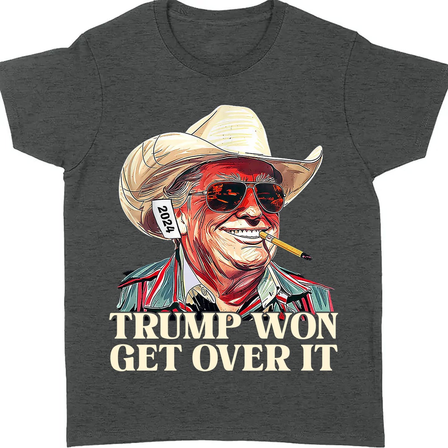 Trump Won Get Over It Shirt, Trump 2024 Shirt, Trump 47th President Shirt Dark T1709 - GOP