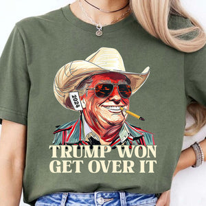 Trump Won Get Over It Shirt, Trump 2024 Shirt, Trump 47th President Shirt Dark T1709 - GOP