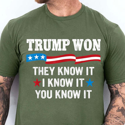 They Know It I Know It You Know It , Trump Won, Trump Wining Election Shirt, Trump 47th President Shirt Dark T1711 - GOP