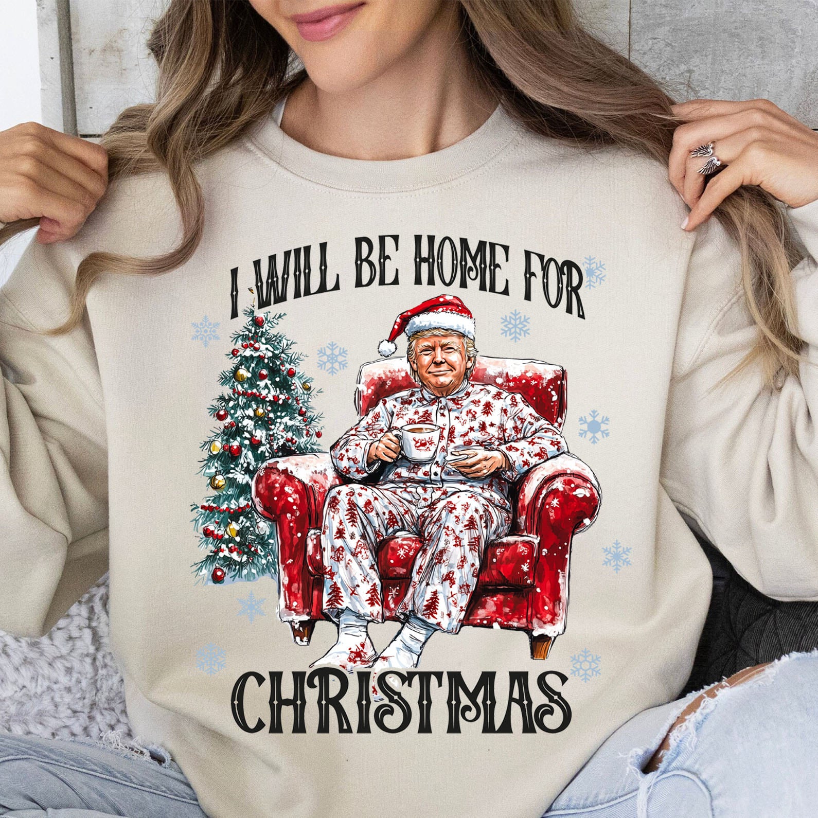 I Will Be Home For Christmas, Funny Trump Christmas Shirt, Trump 47th President Sweatshirt Bright T1719 - GOP