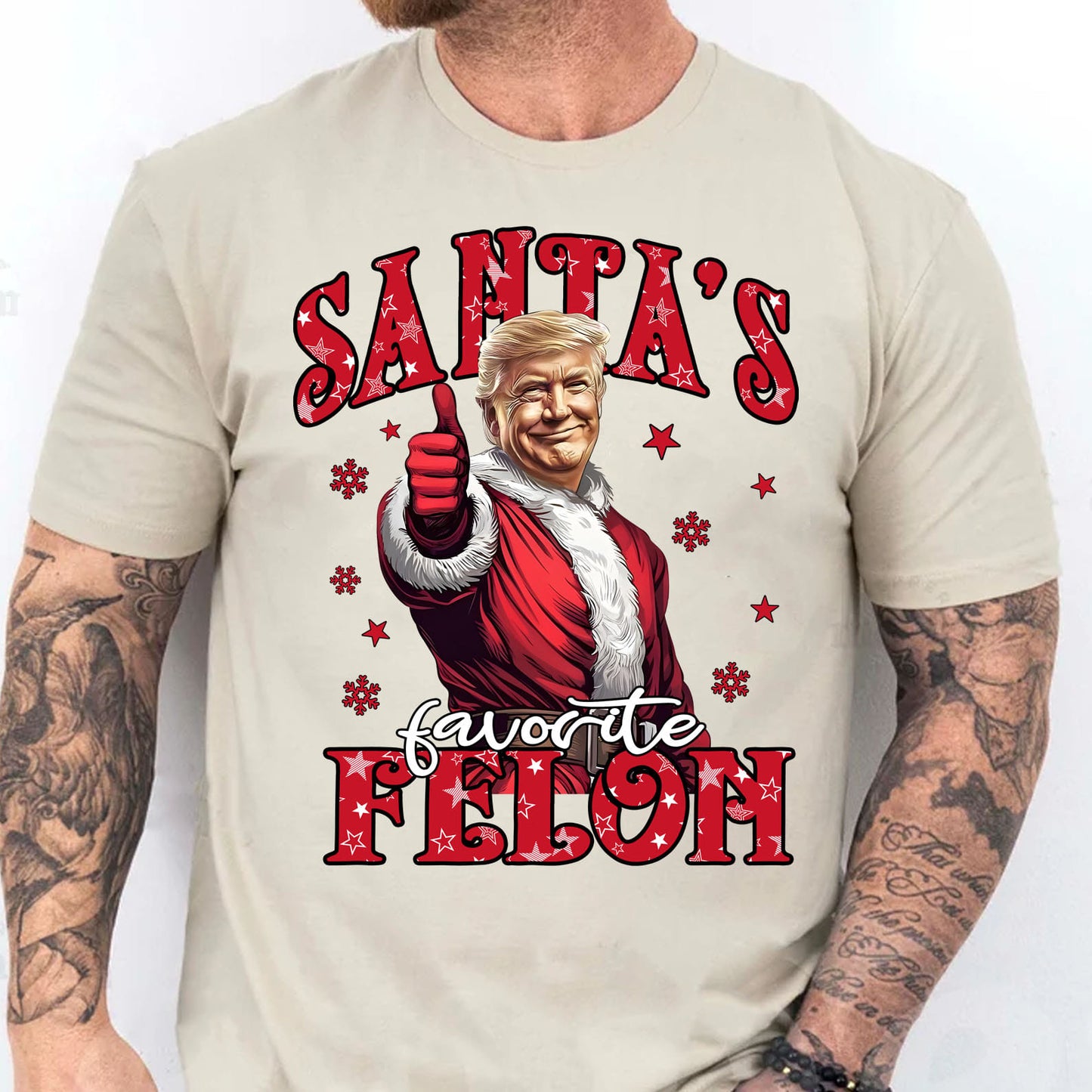 Santa's Favorite Felon, Christmas Santa Claus, Trump 47th President Sweatshirt Bright T1729 - GOP