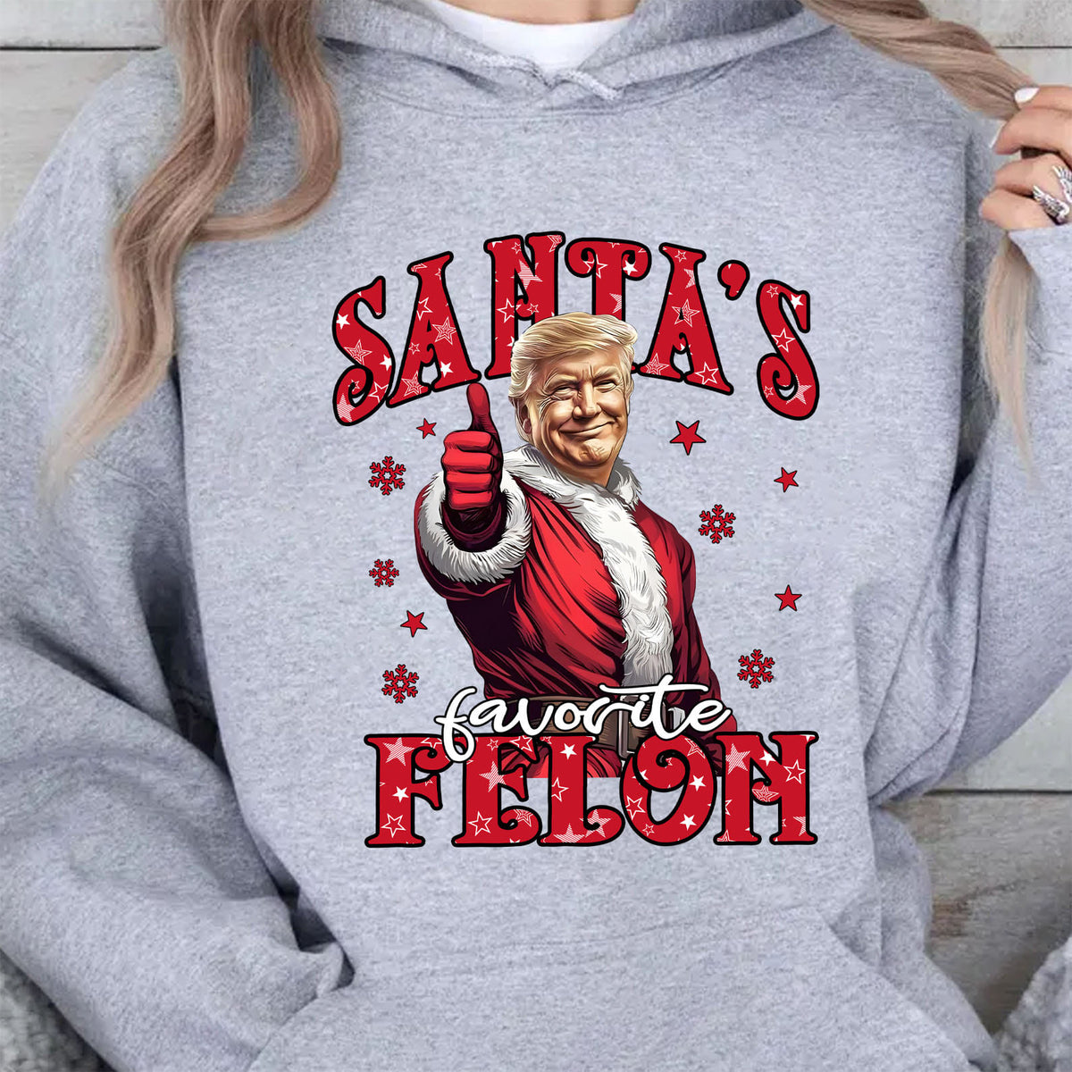 Santa's Favorite Felon, Christmas Santa Claus, Trump 47th President Sweatshirt Bright T1729 - GOP