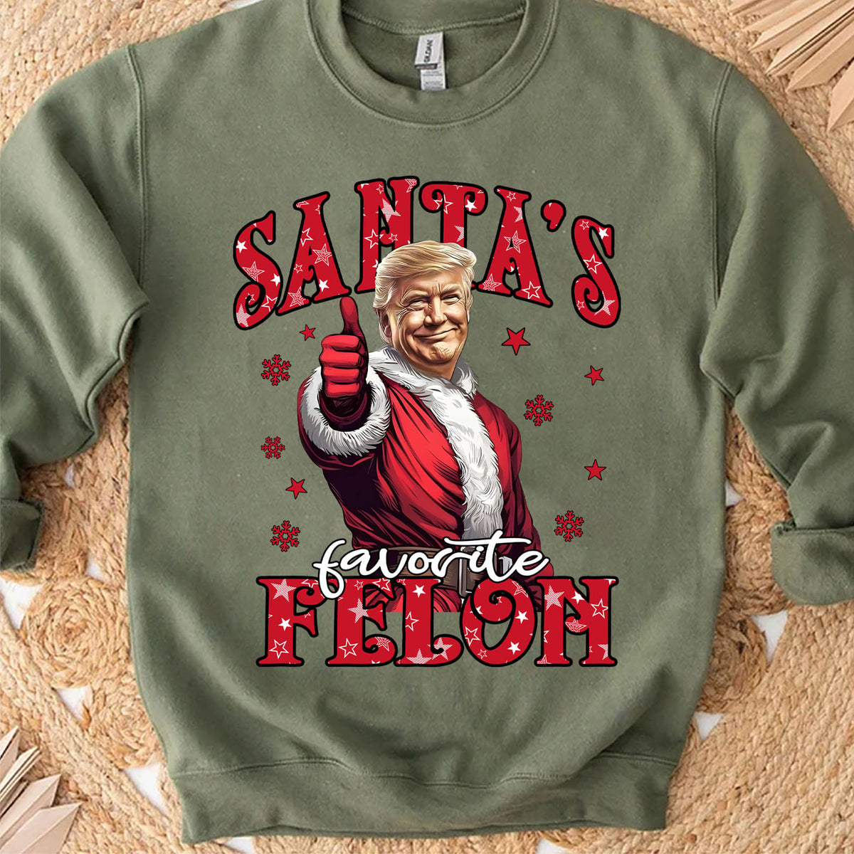 Santa's Favorite Felon, Christmas Santa Claus, Trump 47th President Sweatshirt Bright T1729 - GOP