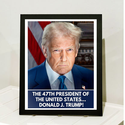 Donald Trump is 47th President of the United States, President Donald Trump Official Portrait 2025 Picture Frame C1733 - GOP