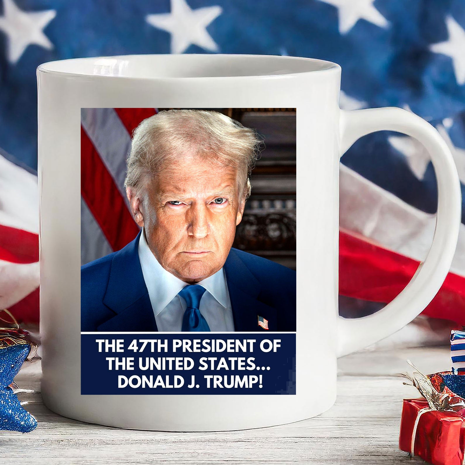 President Donald Trump Official Portrait 2025 Mug, The 47th President Of The United States Mug, Trump 47th President White Mug Accent Mug T1733 - GOP