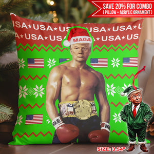 Trump American Boxing Champion Boxer, Funny Trump Pillow, Trump 2024 Christmas Pillow 681378 - GOP