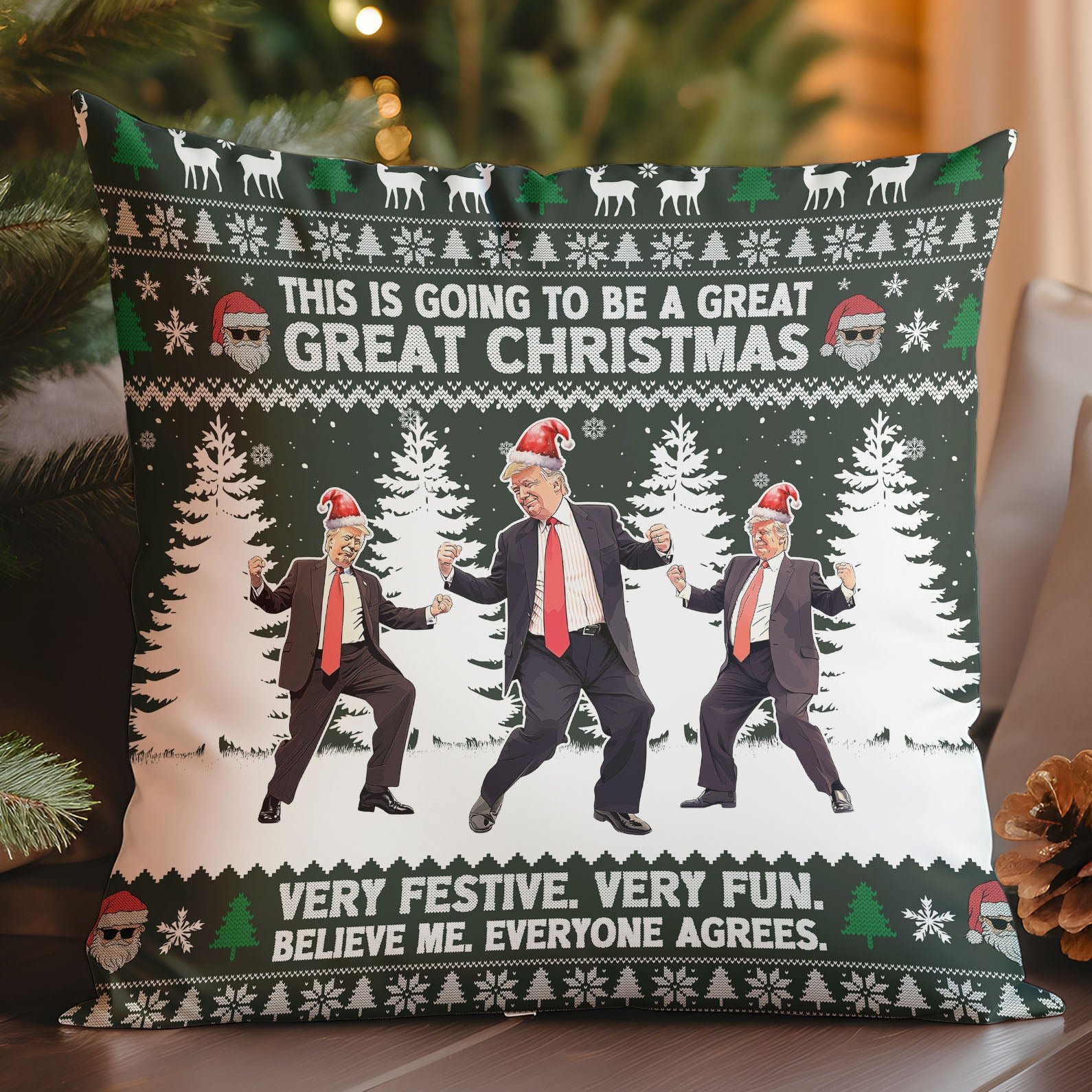 This Is Going To Be A Great Christmas, Funny Trump Dancing Pillow, Trump Won 2024 Christmas Pillow M1739 - GOP