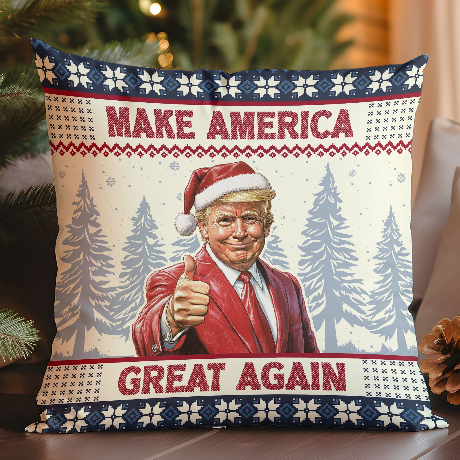 Make America Great Again, Funny Trump Pillow, Trump Won 2024 Christmas Pillow 681741 - GOP