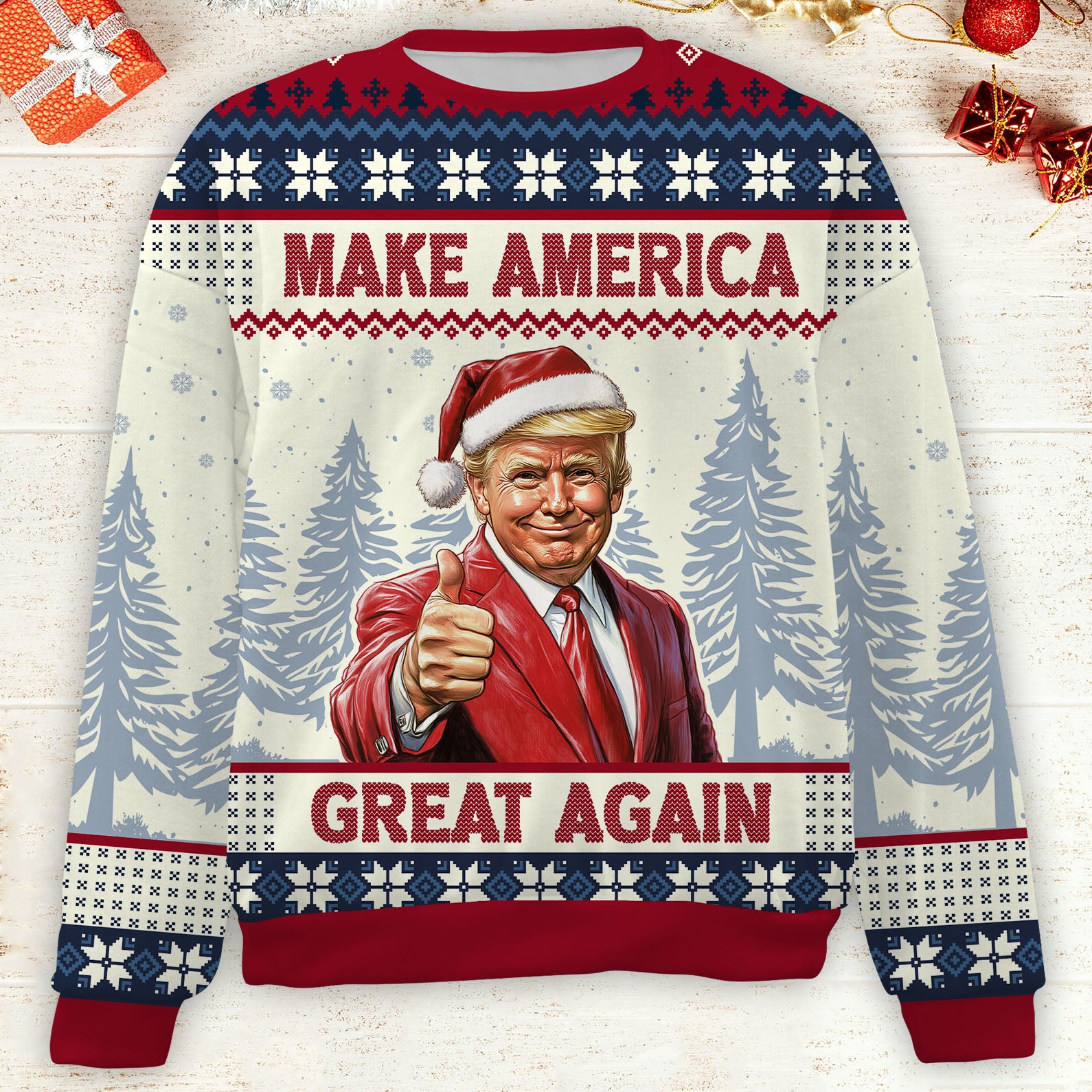 Make America Great Again, Trump 2024 Ugly Sweater, Trump Supporters Christmas All-Over-Printed Sweatshirt C1741 - GOP