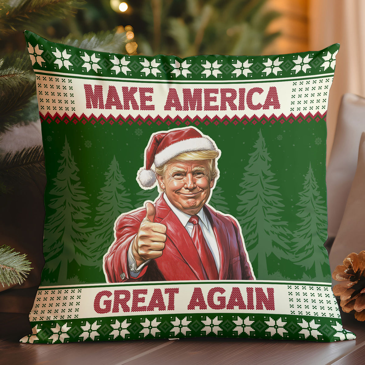 Make America Great Again, Funny Trump Pillow, Trump Won 2024 Christmas Pillow 681741 - GOP