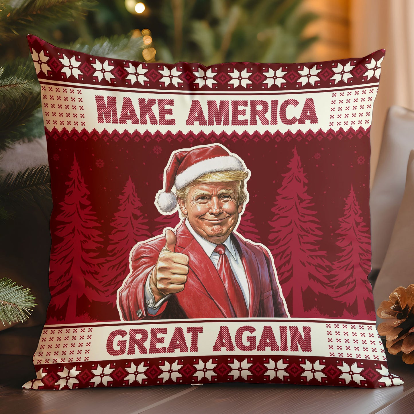 Make America Great Again, Funny Trump Pillow, Trump Won 2024 Christmas Pillow 681741 - GOP