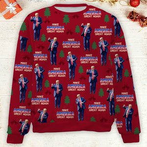 Make America Great Again, Funny Trump Dancing Ugly Sweater, Trump Won 2024 Christmas All-Over-Printed Sweatshirt C1742 - GOP