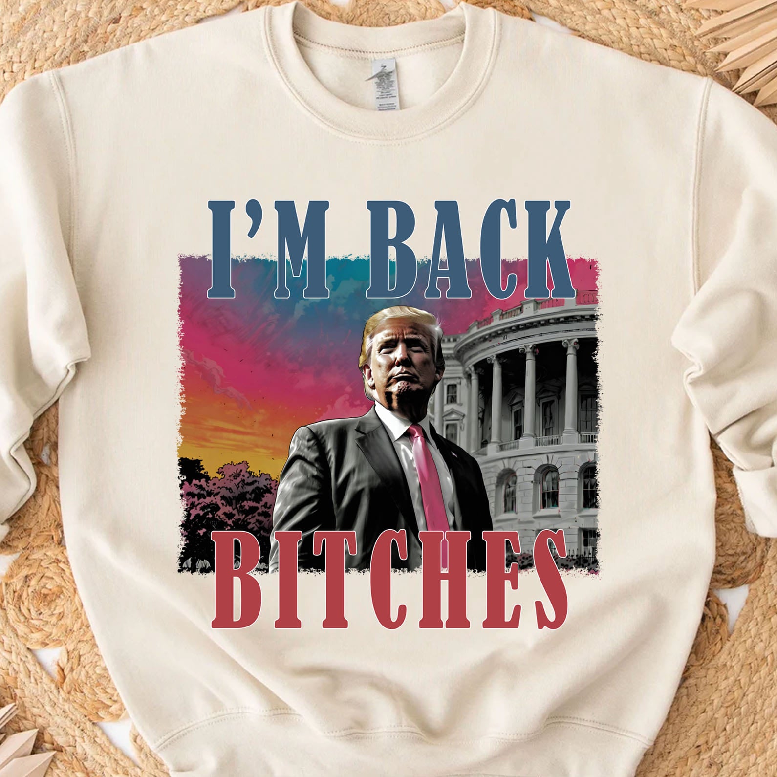 I'm Back Bitches, Trump Is My President, Trump Won, Trump 47th President Sweatshirt Bright T1745 - GOP