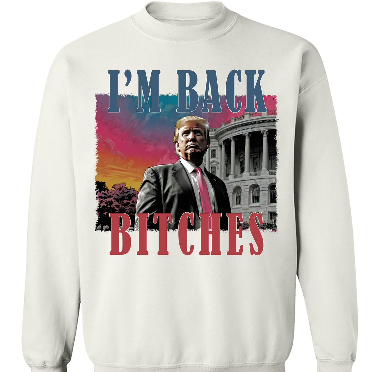 I'm Back Bitches, Trump Is My President, Trump Won, Trump 47th President Sweatshirt Bright T1745 - GOP
