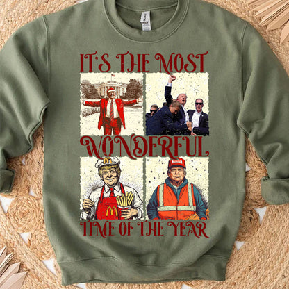 It's The Most Wonderful Time of Year, Humorous Trump Christmas Shirt, Trump 47th President Sweatshirt Bright T1753 - GOP