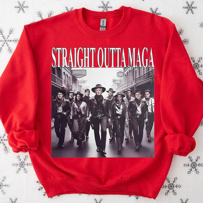 Straight Outta MAGA, Humorous Trump Shirt, Trump 47th President Sweatshirt Bright T1754 - GOP