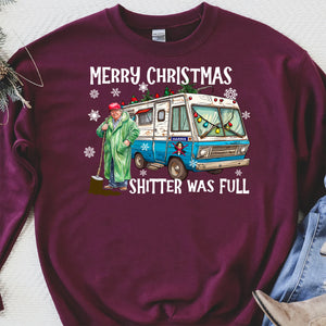 Trump 2024 Merry Christmas Shitter Was Full, Trump Merry Christmas Vibes Sweatshirt T1756 - GOP