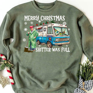 Trump 2024 Merry Christmas Shitter Was Full, Trump Merry Christmas Vibes Sweatshirt T1756 - GOP