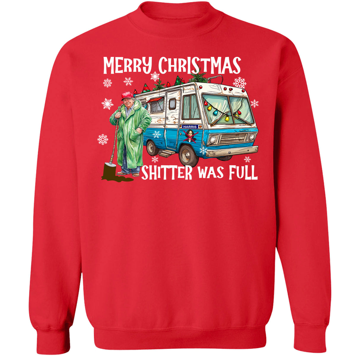 Trump 2024 Merry Christmas Shitter Was Full, Trump Merry Christmas Vibes Sweatshirt T1756 - GOP
