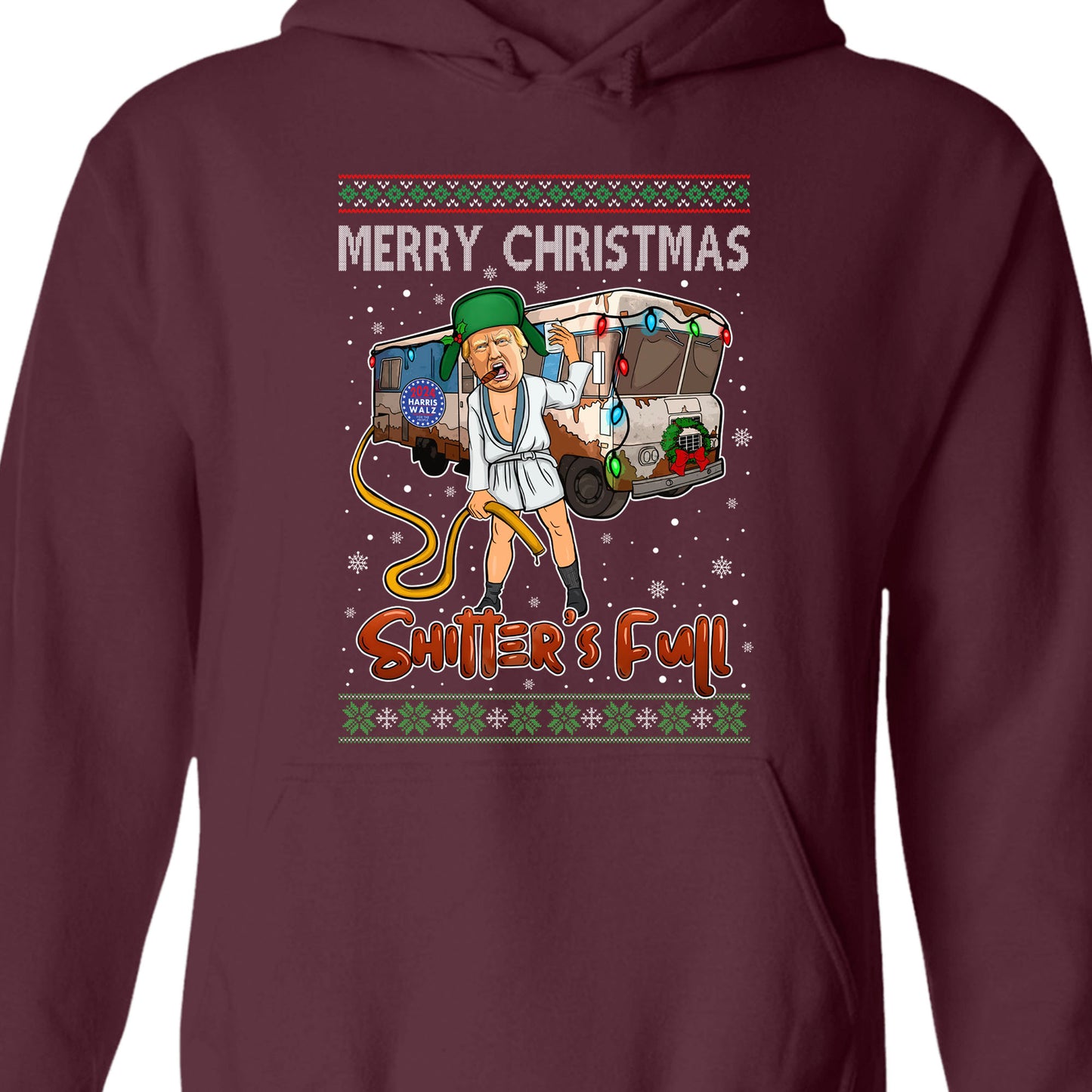 Trump 2024 Merry Christmas Shitter’s Full, Funny Trump Christmas Shirt, Trump 47th President Sweatshirt Dark T1757 - GOP