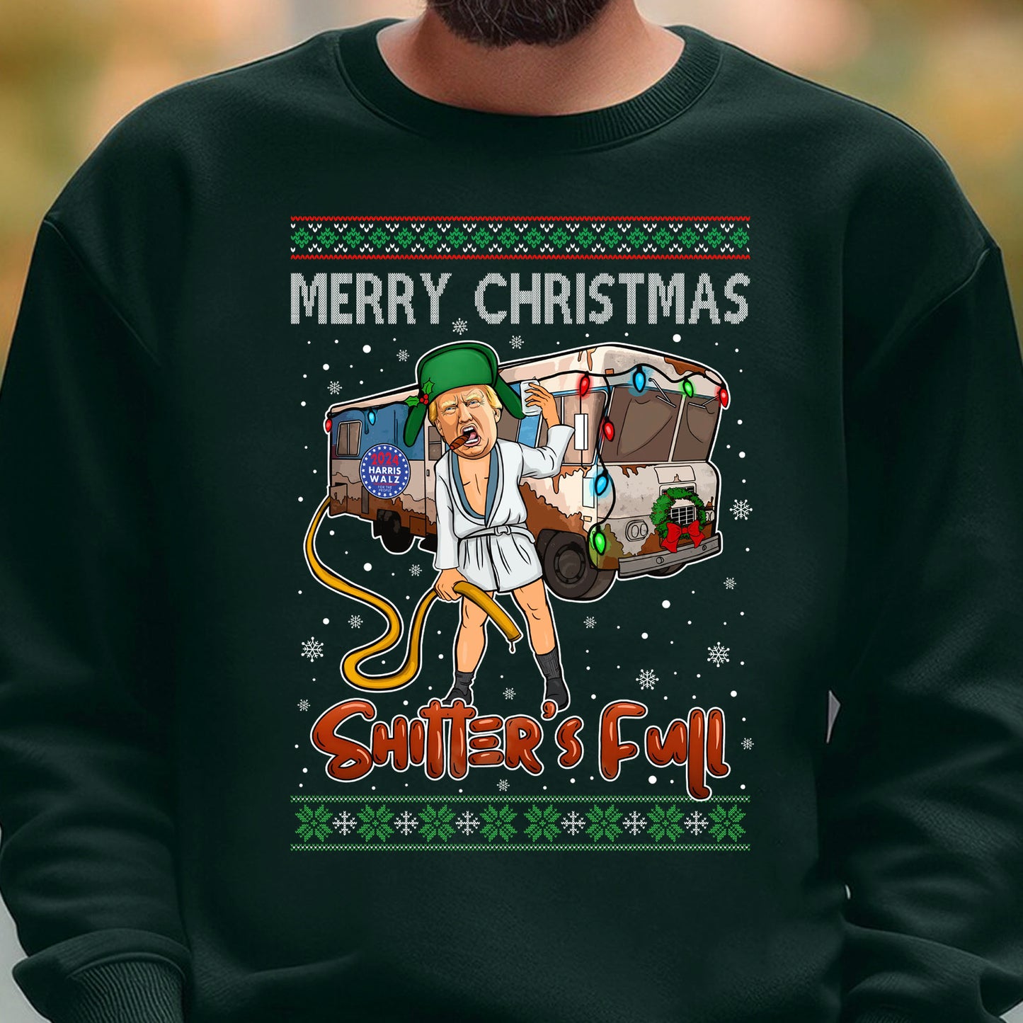 Trump 2024 Merry Christmas Shitter’s Full, Funny Trump Christmas Shirt, Trump 47th President Sweatshirt Dark T1757 - GOP