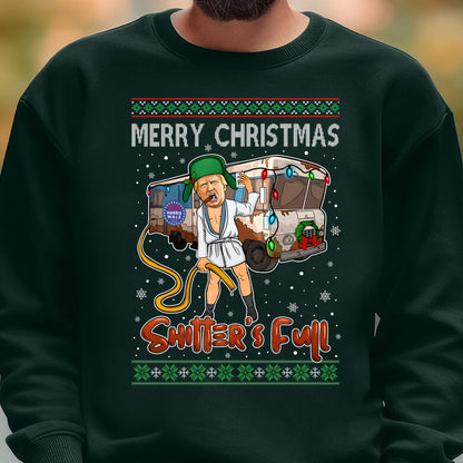 Trump 2024 Merry Christmas Shitter’s Full, Funny Trump Christmas Shirt, Trump 47th President Sweatshirt Dark T1757 - GOP