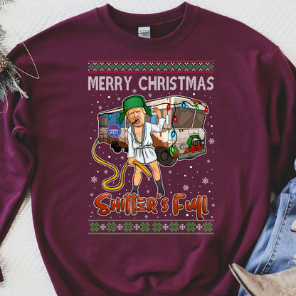 Trump 2024 Merry Christmas Shitter’s Full, Funny Trump Christmas Shirt, Trump 47th President Sweatshirt Dark T1757 - GOP