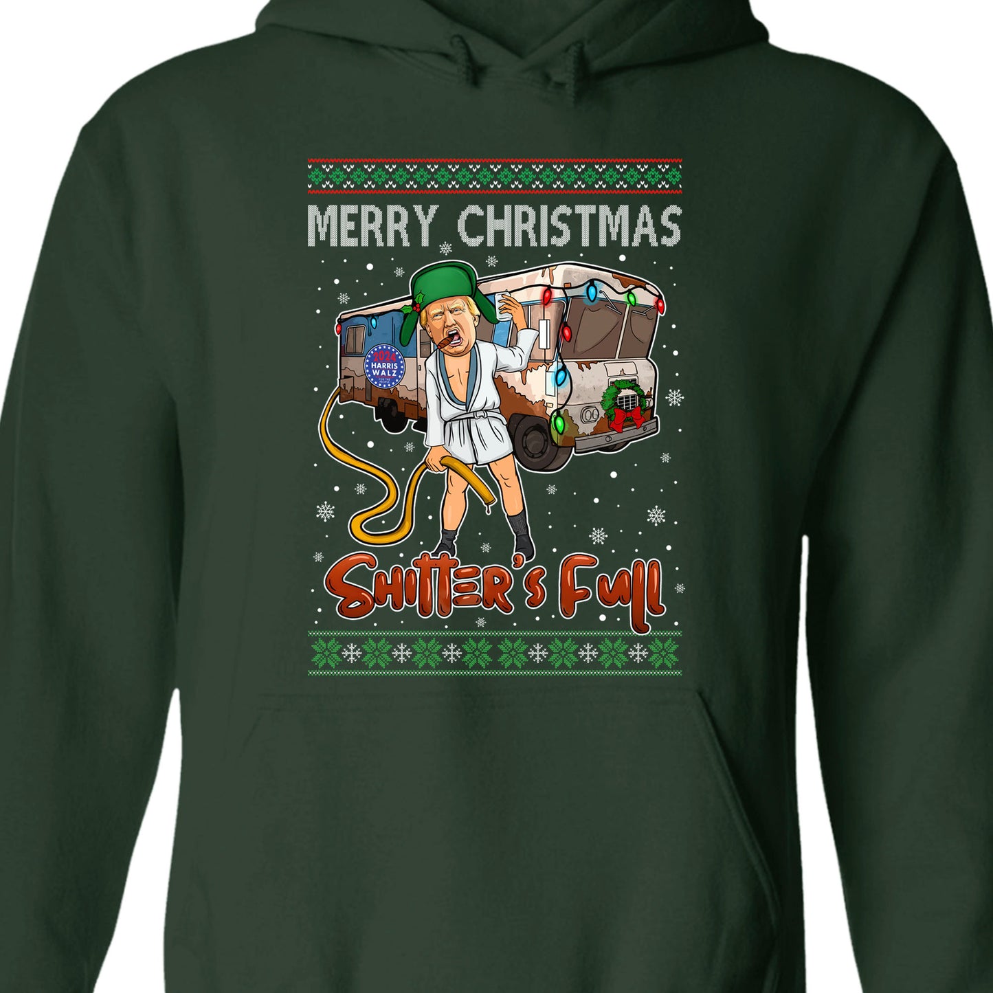 Trump 2024 Merry Christmas Shitter’s Full, Funny Trump Christmas Shirt, Trump 47th President Sweatshirt Dark T1757 - GOP