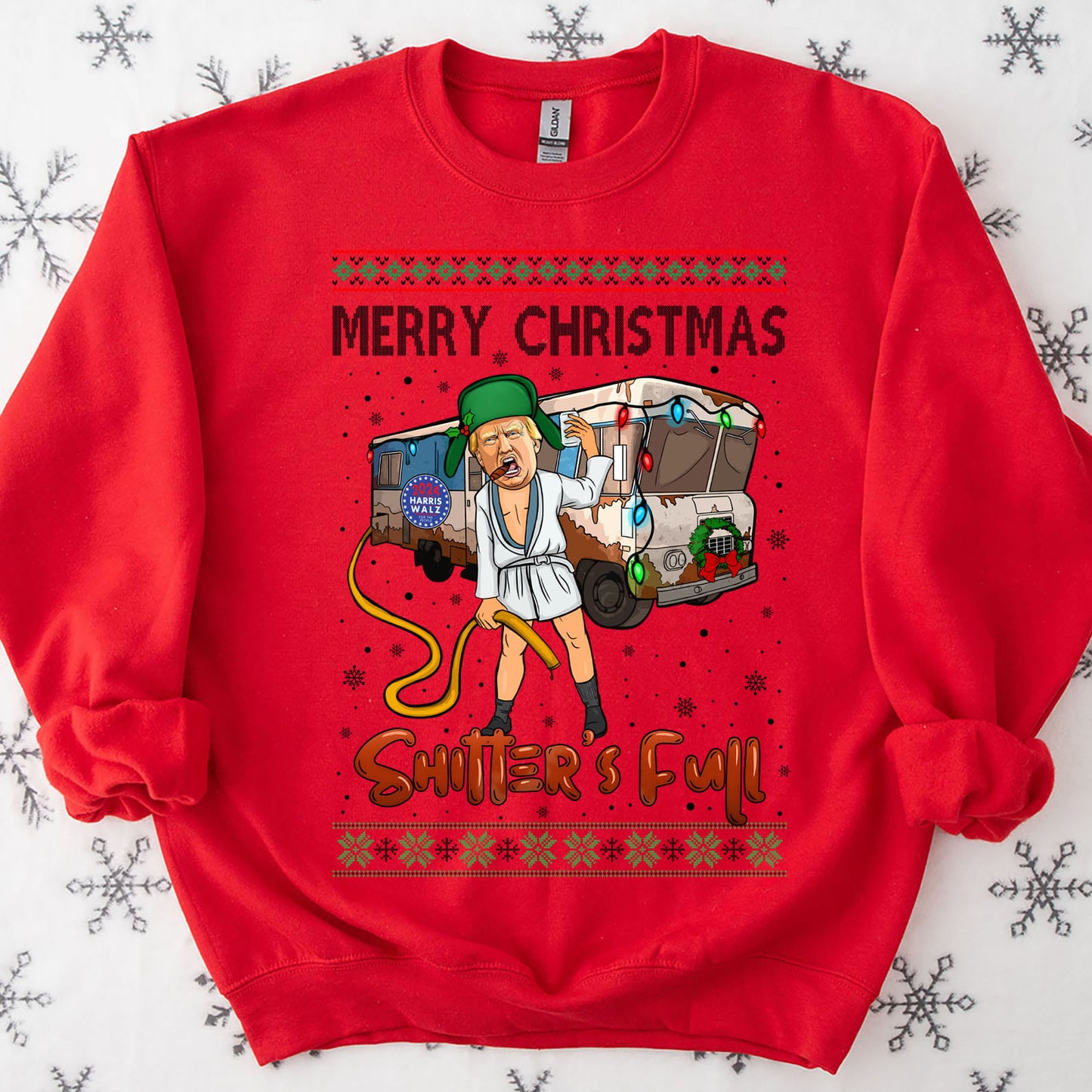 Trump 2024 Merry Christmas Shitter’s Full, Funny Trump Christmas Shirt, Trump 47th President Sweatshirt Bright T1757 - GOP