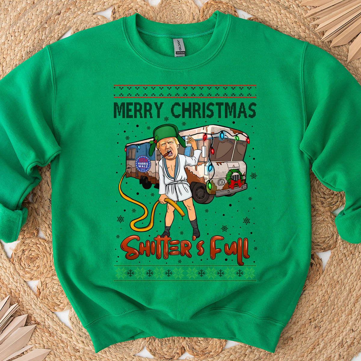 Trump 2024 Merry Christmas Shitter’s Full, Funny Trump Christmas Shirt, Trump 47th President Sweatshirt Bright T1757 - GOP